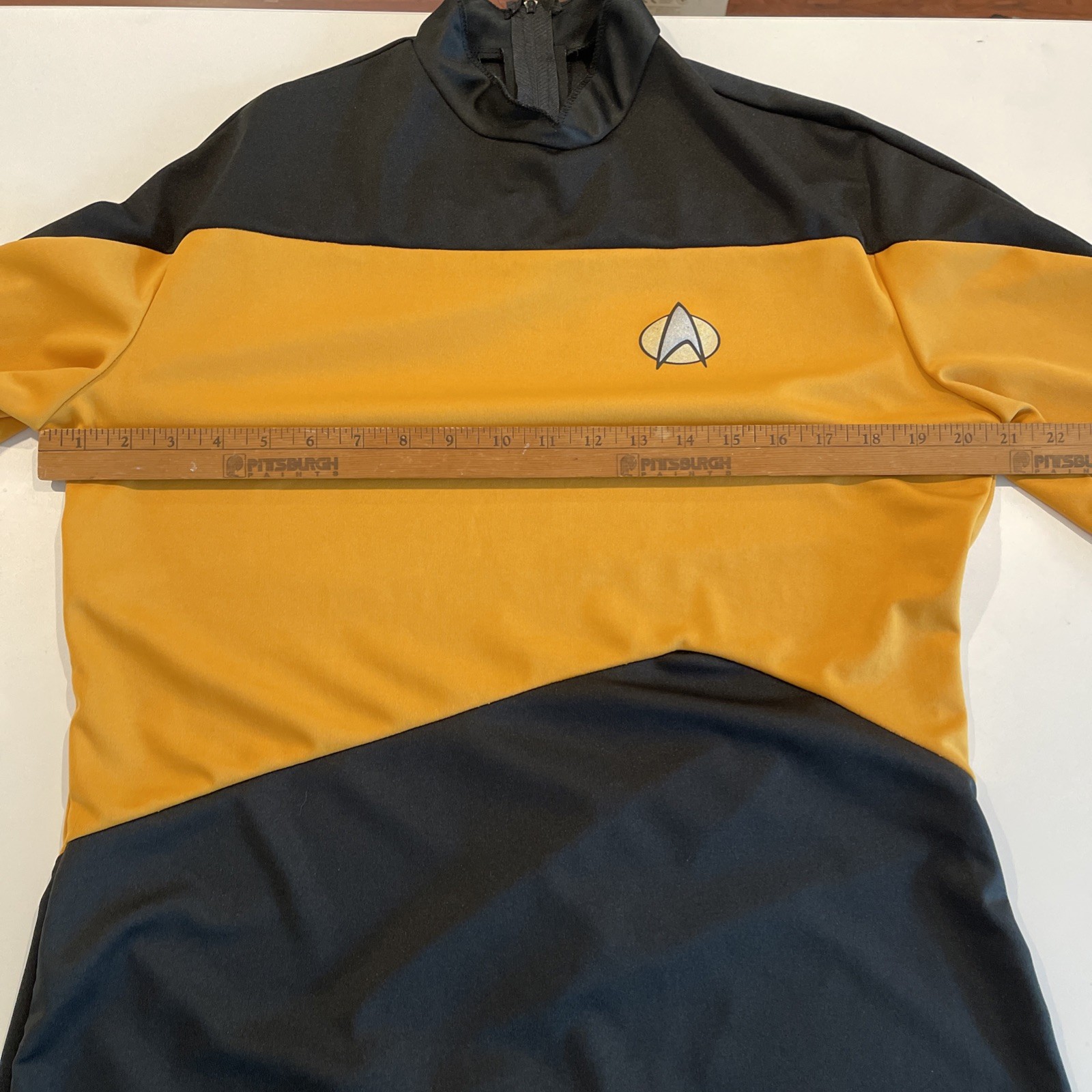 Star Trek Gold Black Uniform Shirt Mens Large Kirk Costume Rubies USA Made EUC