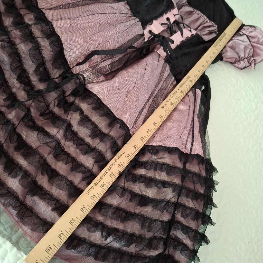 Halloween Sexy Goth Witch Anime Doll O/S Black & Pink Bo Peep Milkmaid Coquette