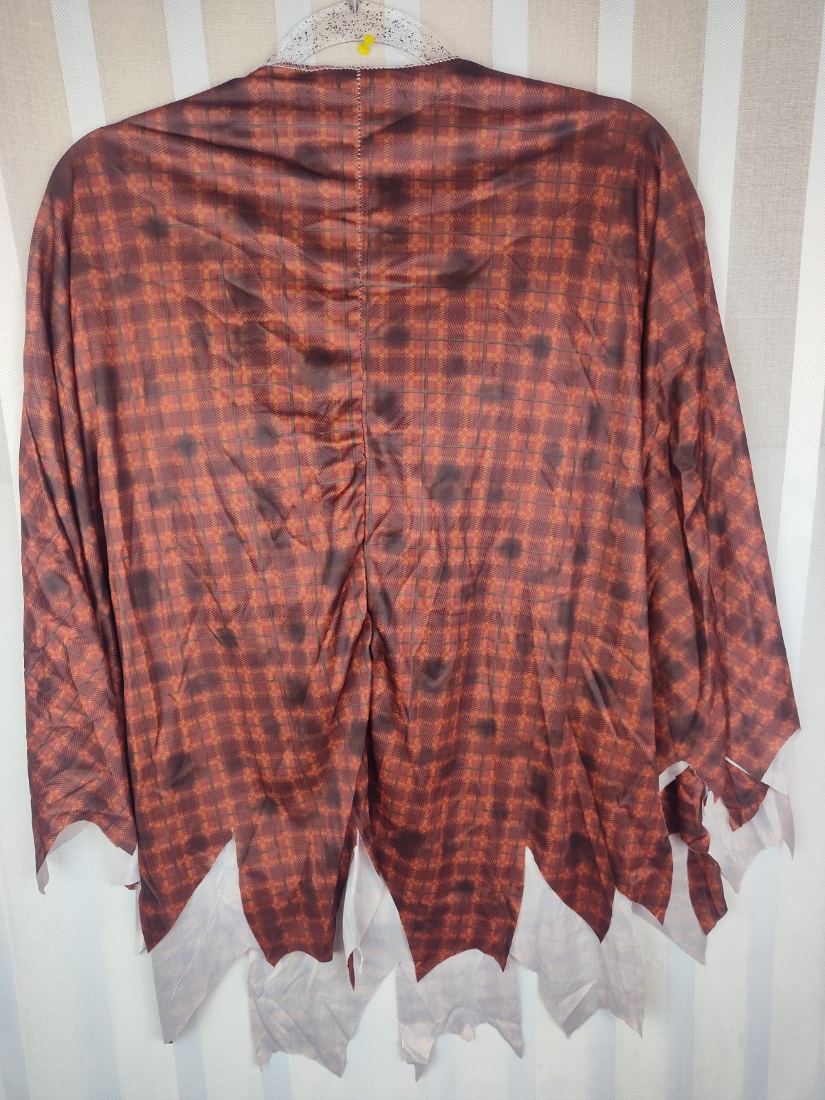 Fun World Scary Scarecrow Poncho Plaid Fringe Accents One Size Fits Size 4-14