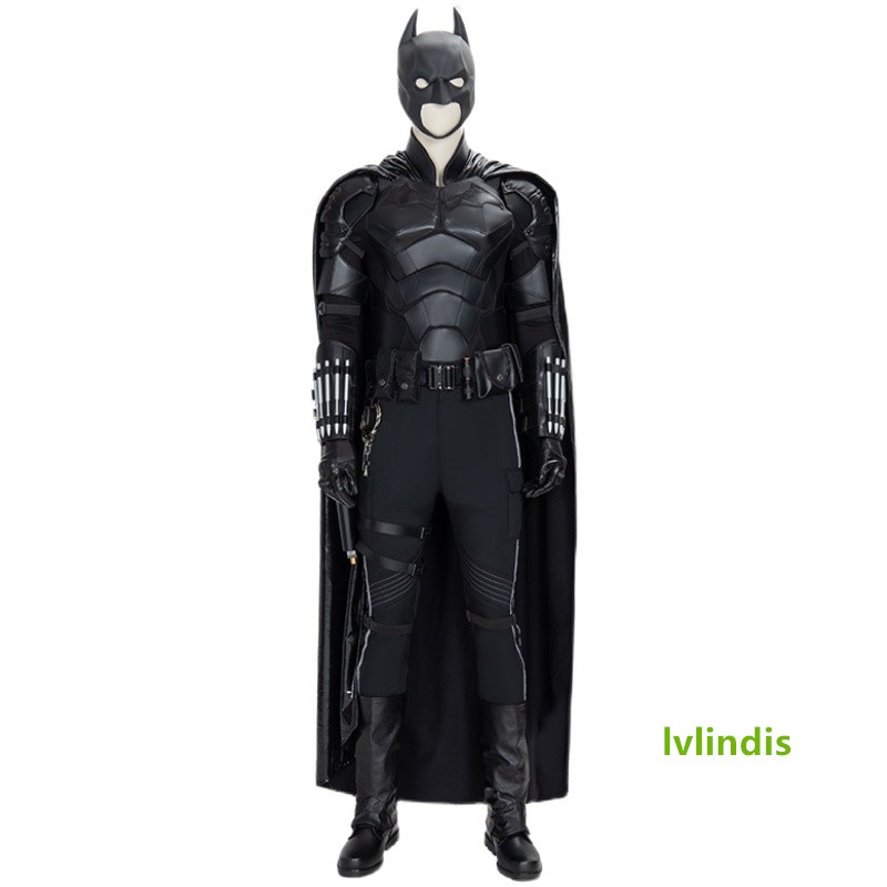 The Batman Bruce Wayne Cosplay Costume Men Halloween Top Pants Suit Helmet Set
