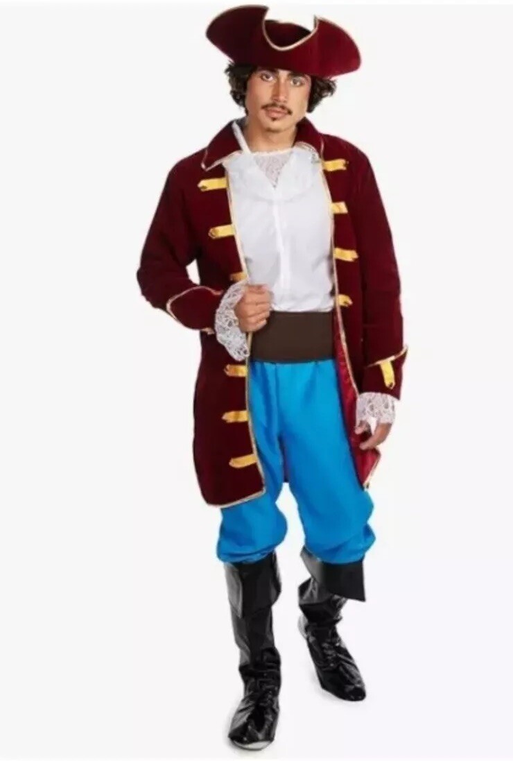 Tipsy Elves Adult Classic Red Black Pirate Costume. With Hat. Size XL.