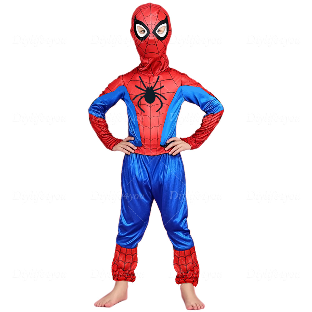 3-7Age Kids SpiderMan Cosplay Costume Boys Tobey Maguire Outfit Jumpsuit Clothes