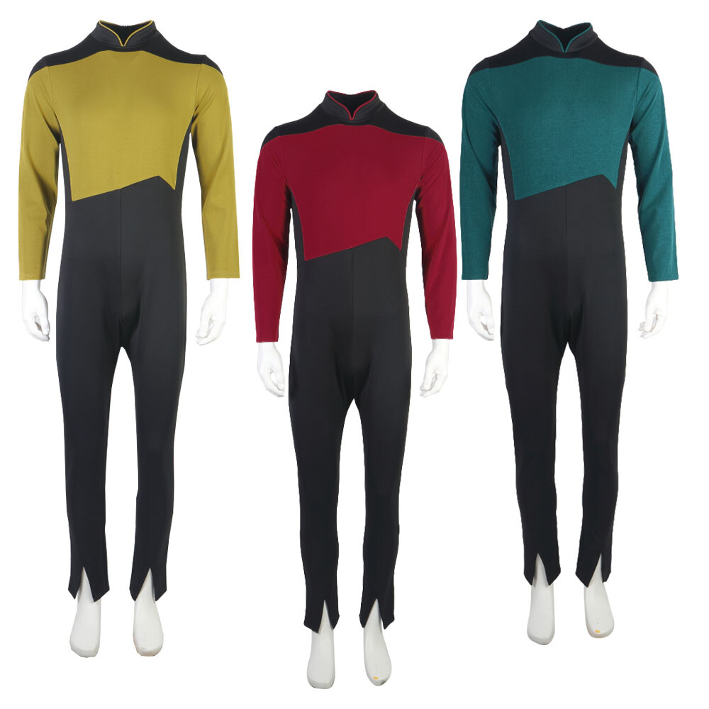 The Next Generation Picard Red Jumpsuit TNG Data Gold Blue Uniforms Costumes