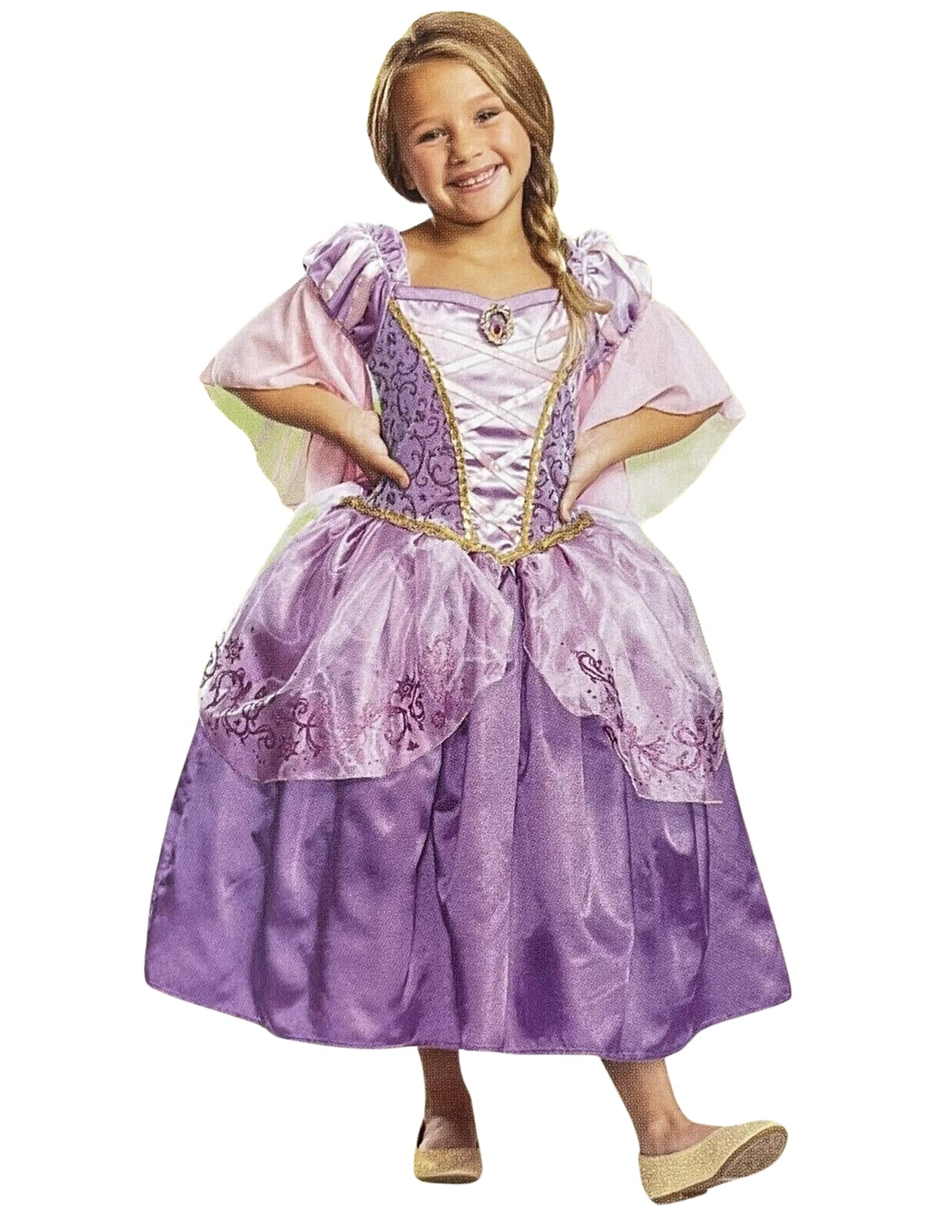 Disney Tangled Girls Princess Rapunzel Child Deluxe Costume Dress (XS (3T-4T))