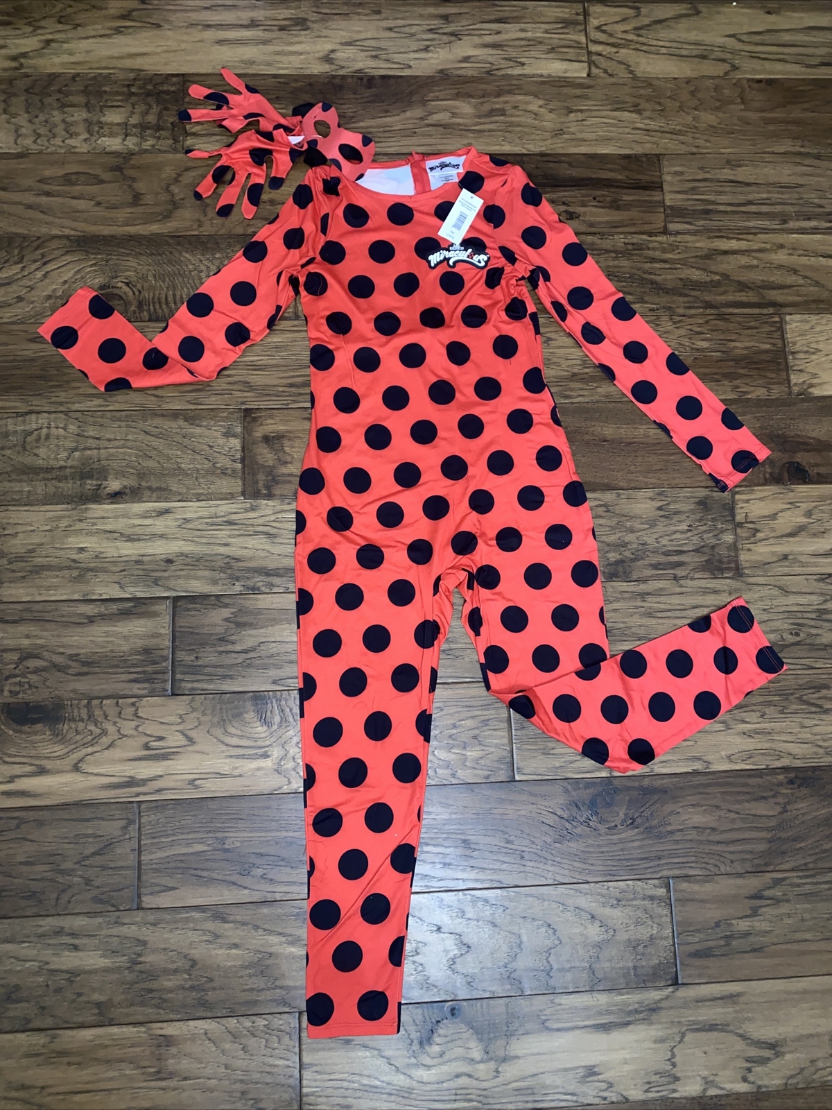 New Miraculous Ladybug Girl’s Fancy Costume for Child Size 10/12 Gloves Mask