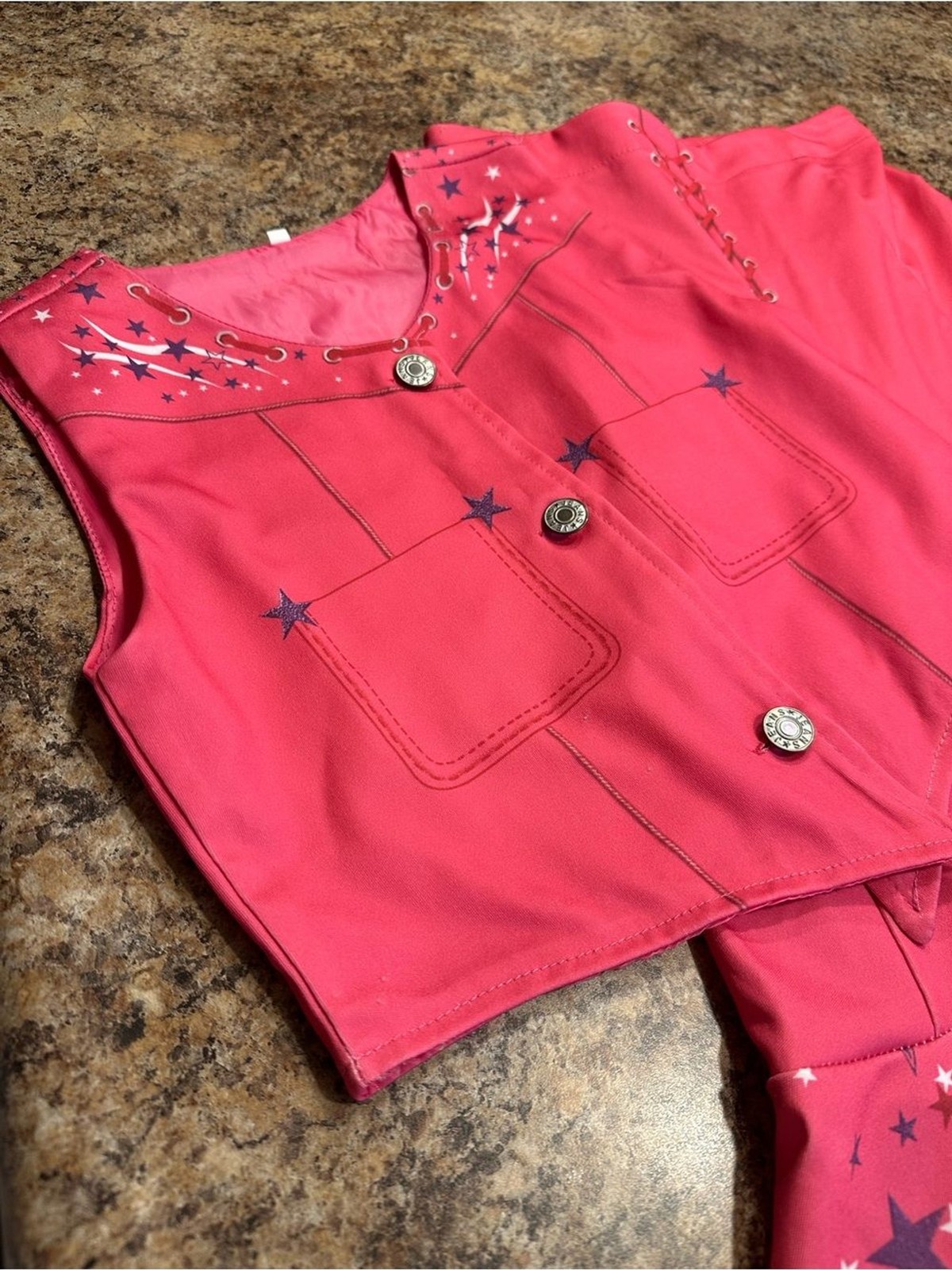Kidinix Hot Pink Star Print Cowgirl Set with Matching Bag, Bandana and Hat 9-10y