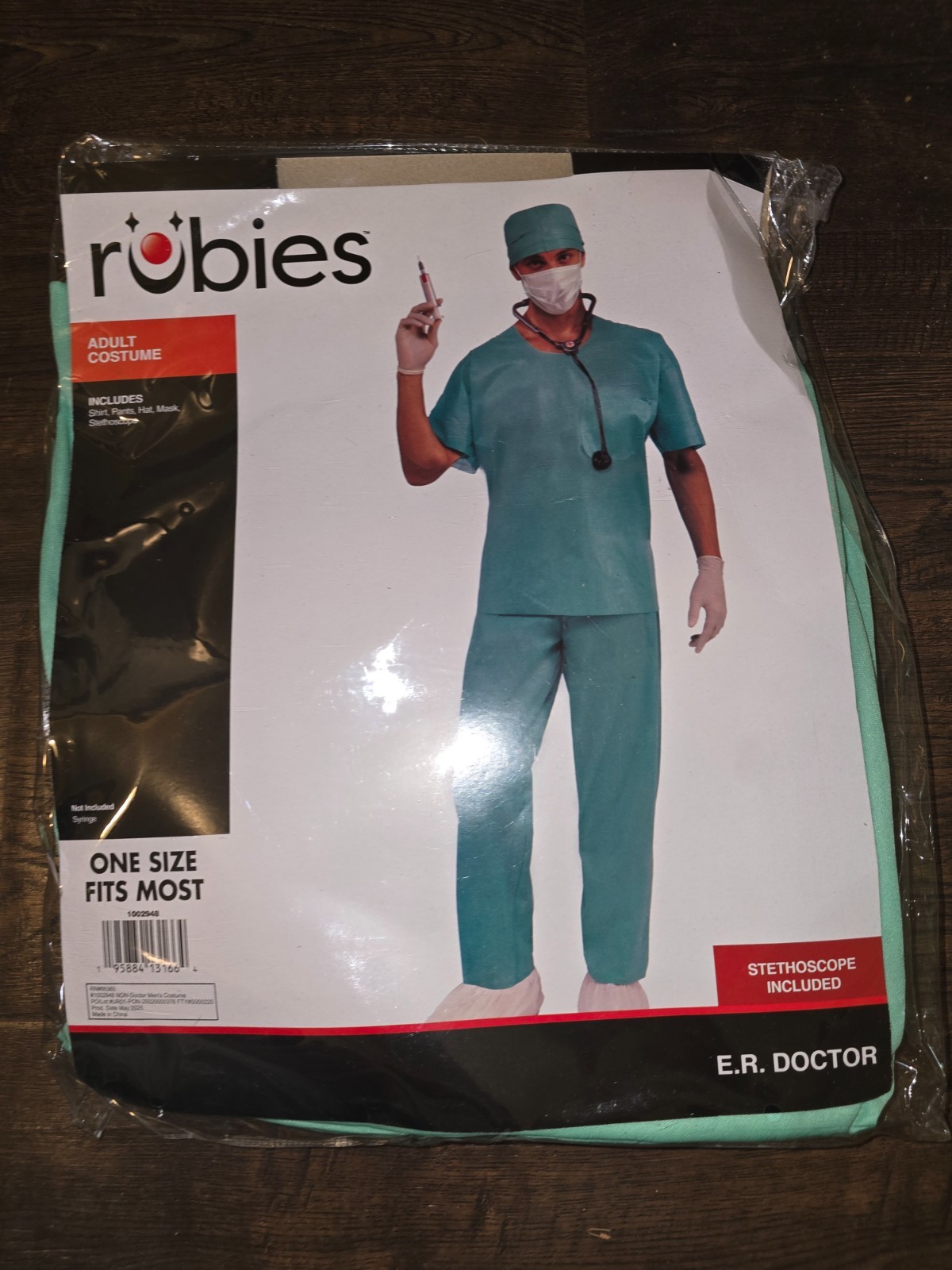 E.R. Surgeon Male Doctor Nurse Scrubs Green Adult OSFM Costume Mens Womens