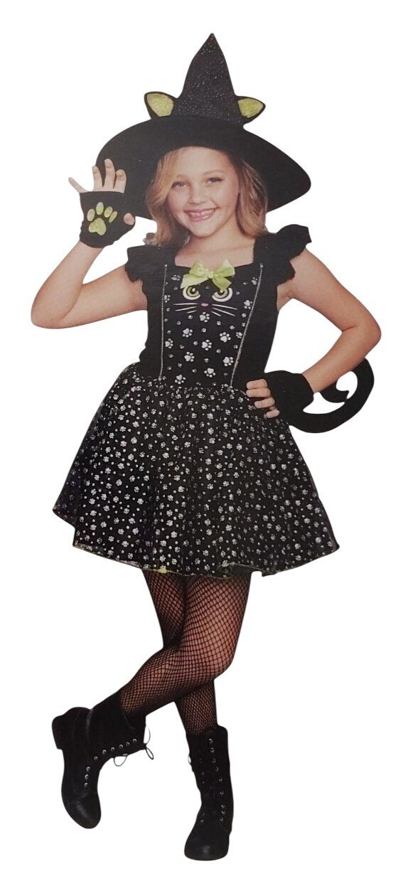 Celebrate Girls S (6/6X) Witchy Kitty Complete Halloween Costume
