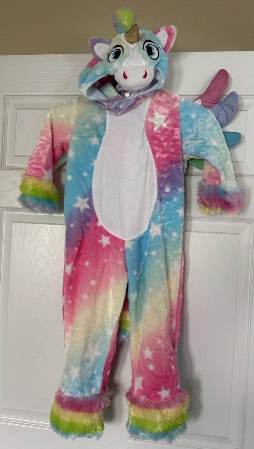 Kids Toddler Rainbow Unicorn Costume Wings Girls Cute Bodysuit Suit 3T-4T