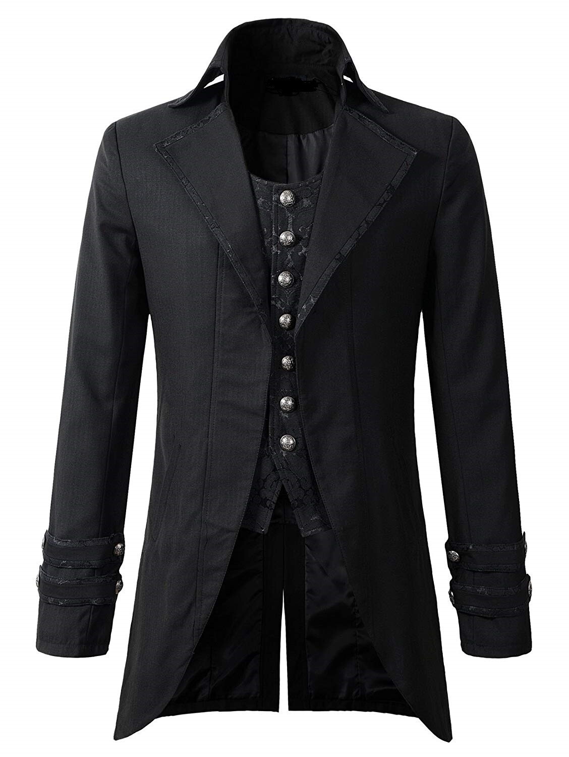 Darkrock Men’s Morning Gothic Jacket Tailcoat Black Brocade Steampunk Victorian