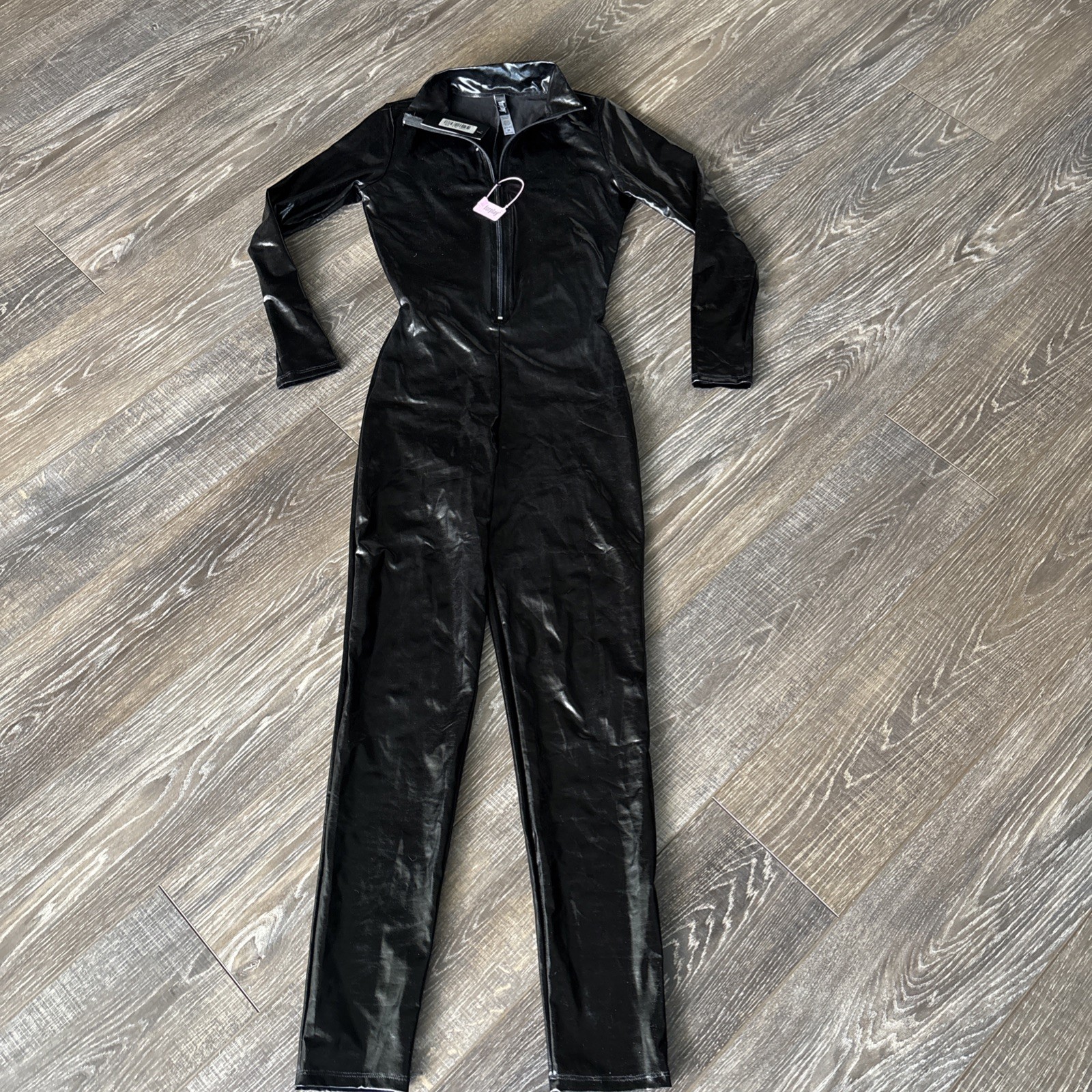 Forplay Black Mock Neck Zipfront Sexy Catsuit Size S/M – NEW