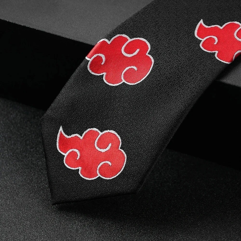 Naruto Akatsuki Red Cloud Tie Cosplay Novelty Necktie Gift Men’s Women’s