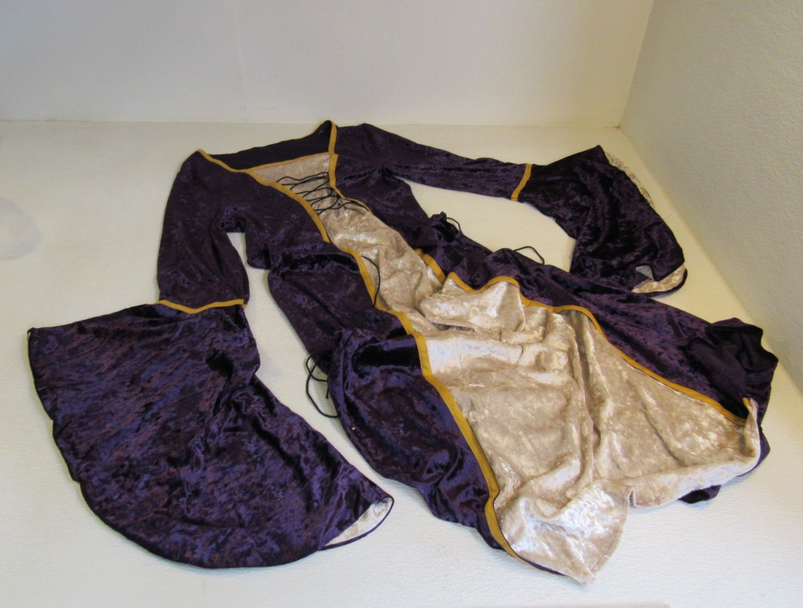 Designer Costume Dress Purple/Antique Beige Polyester Spandex Female Size 3XL