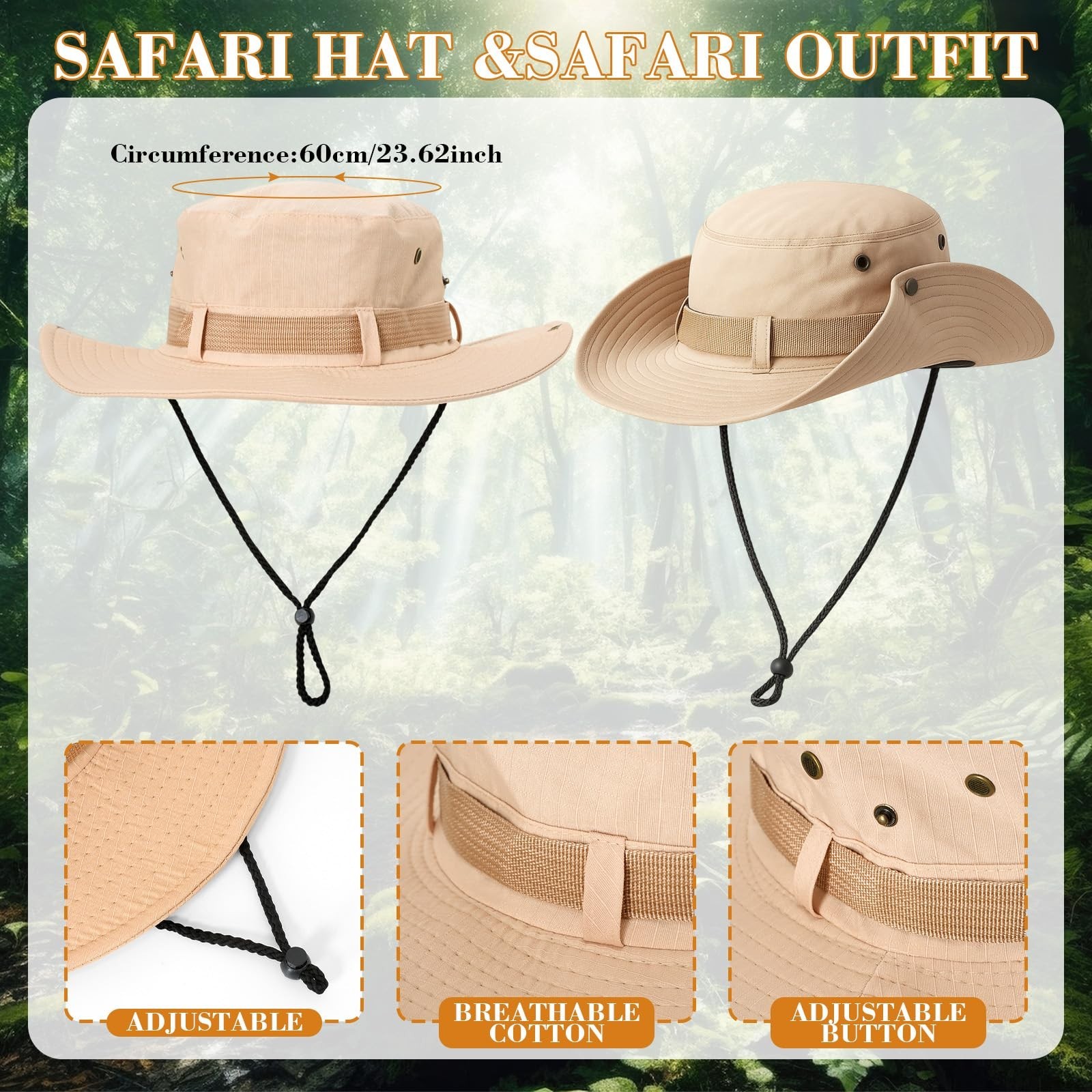 6 Pcs Women’s Safari Costume Set – Outfit, Hat, Belt, Scarf, Binoculars & Compas