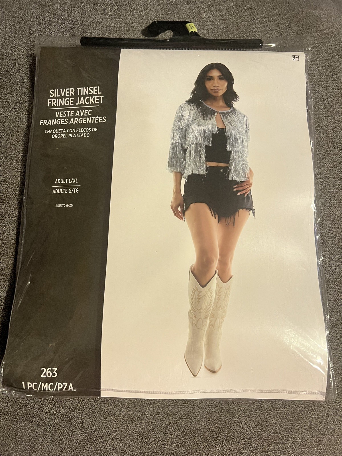 Silver Tinsel Fringe Karma Jacket Size L/XL Women’s Costume Cowgirl. NEW!