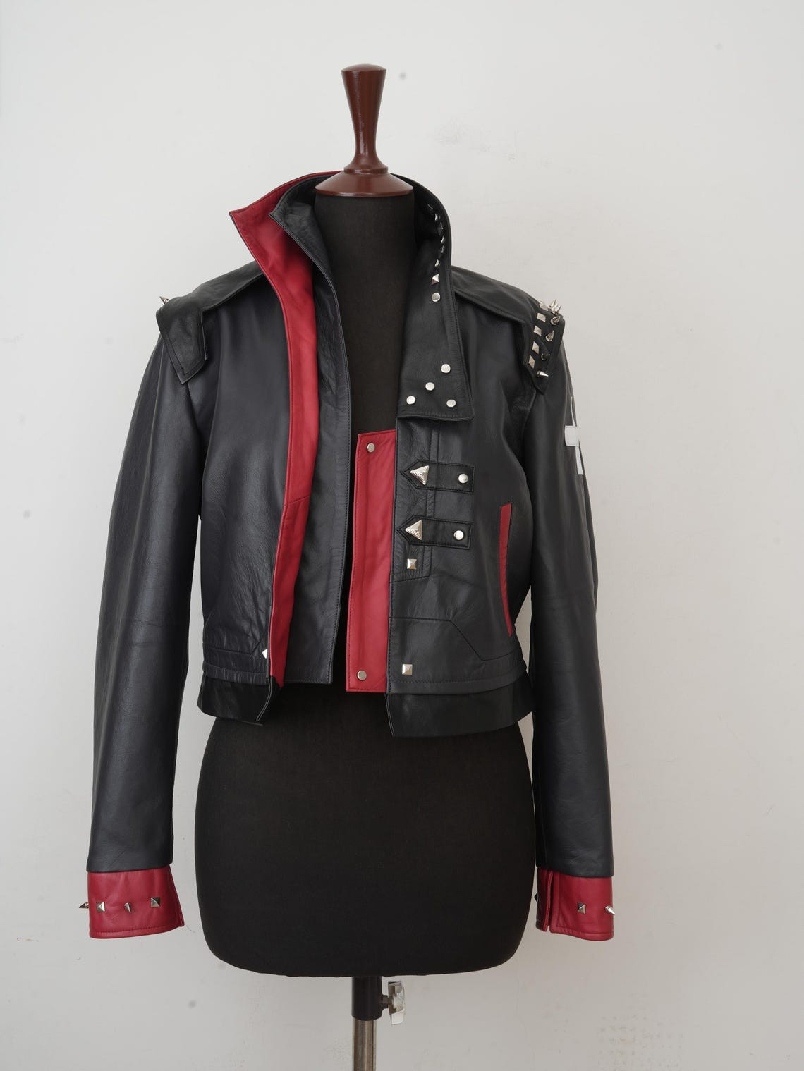 Arcane Season 2 Vi Cosplay Leather Biker Jacket l Handmade Black & Red Costume