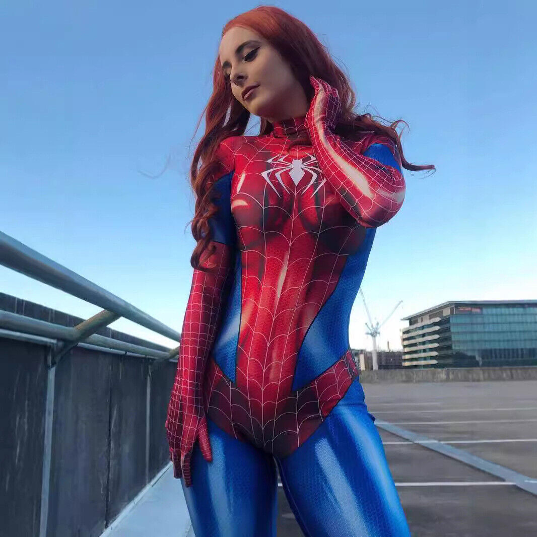 Spider-Woman Jumpsuit Cosplay Costume Spiderman Tights bodysuit Dress Party*