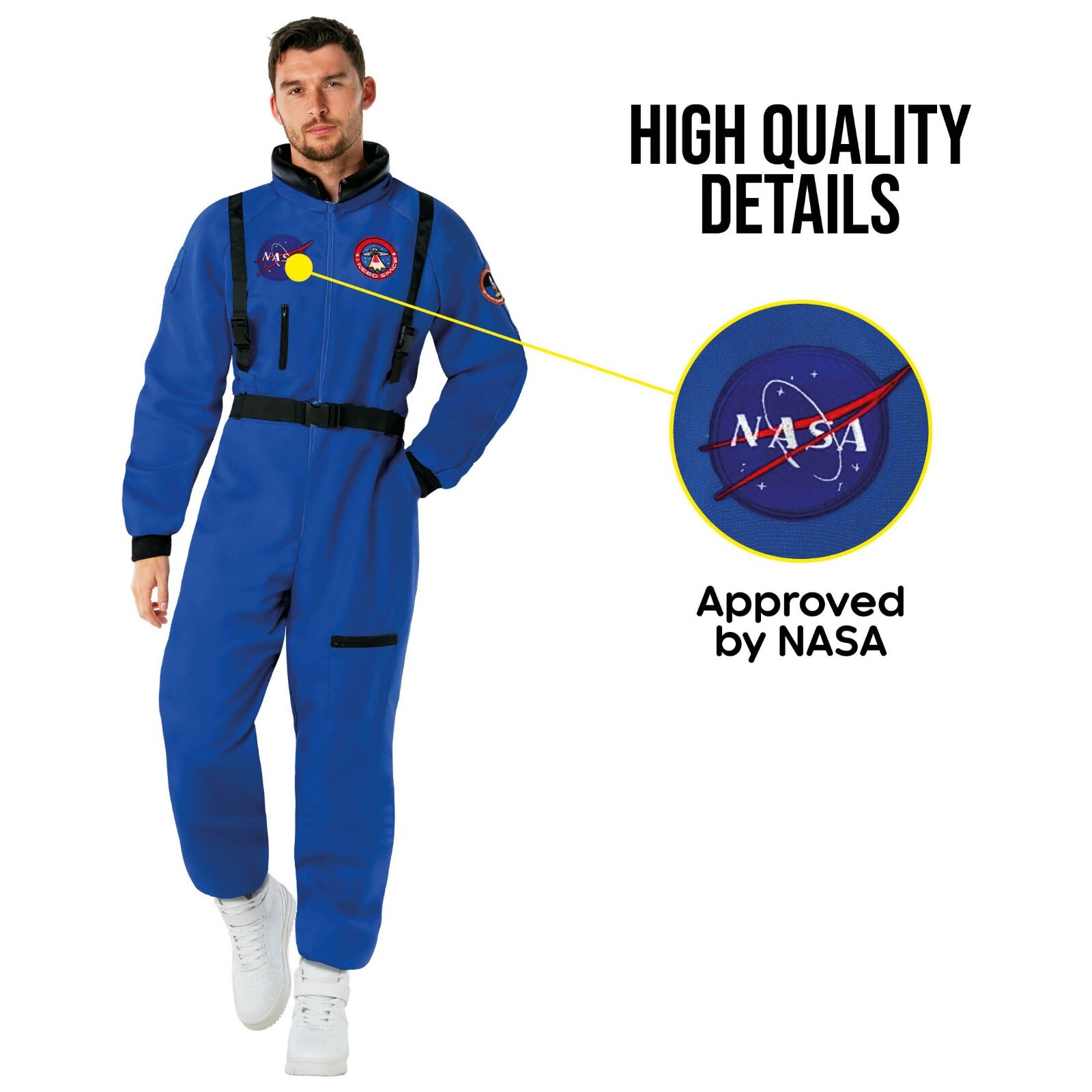 Men`s Blue Astronaut Costume Adult NASA Spaceman Space Suit M – XL Halloween