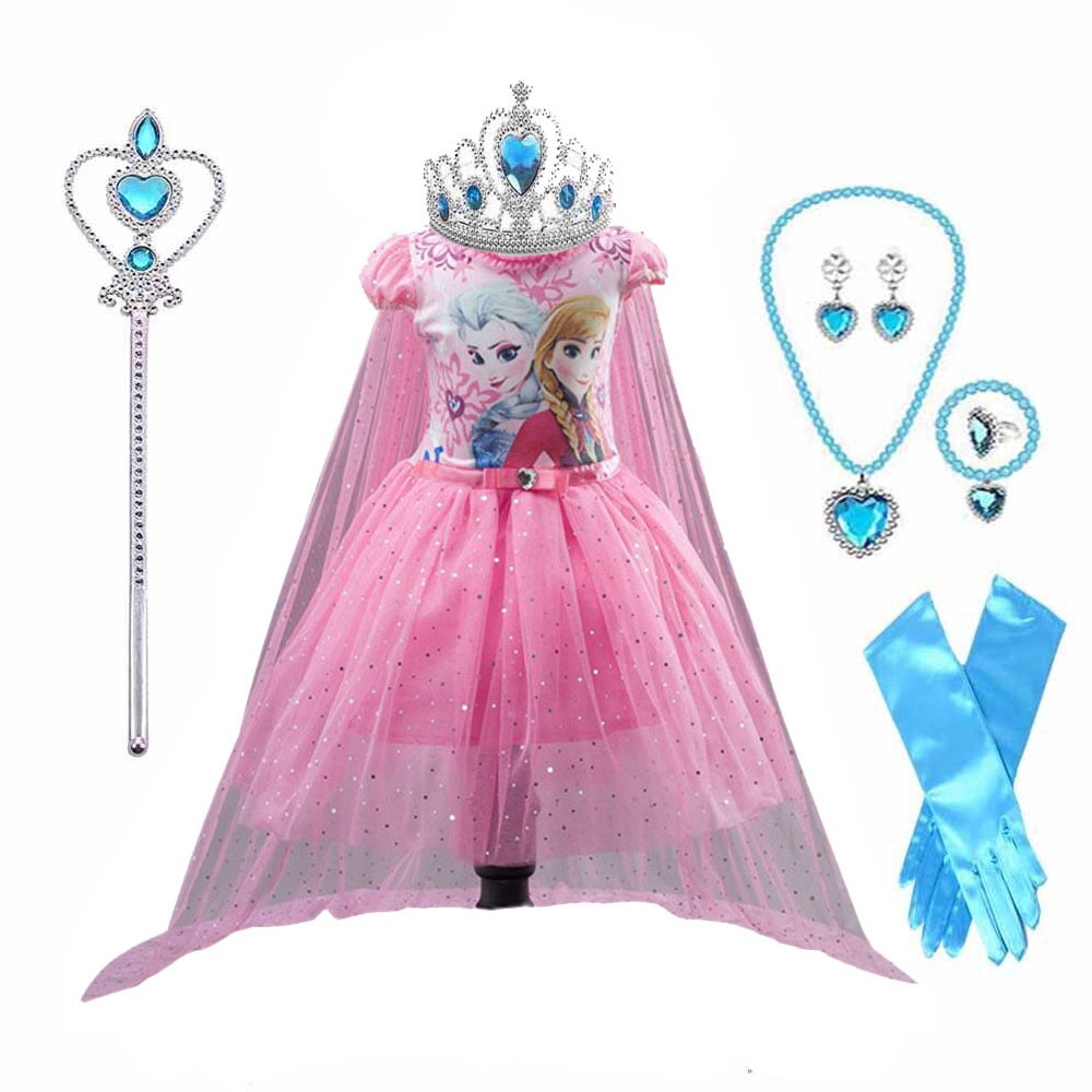 Cosplay Disney Anna Elsa Kids Girls Dresses 2-9 Sequin Bodice Dress-Up