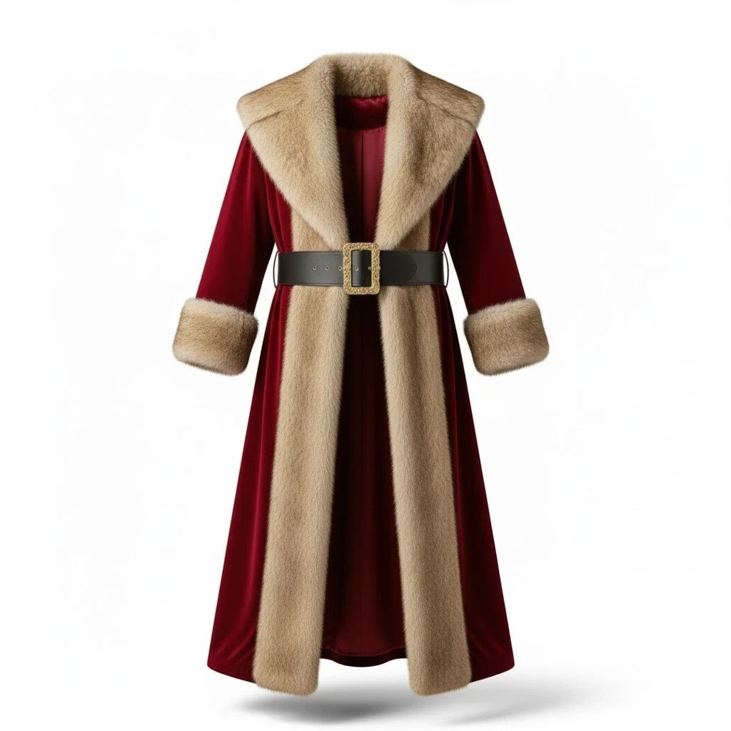 Deluxe Santa Claus Costume Suit Velvet Fur Xmas Fancy Dress Outfit Set XS–5XL
