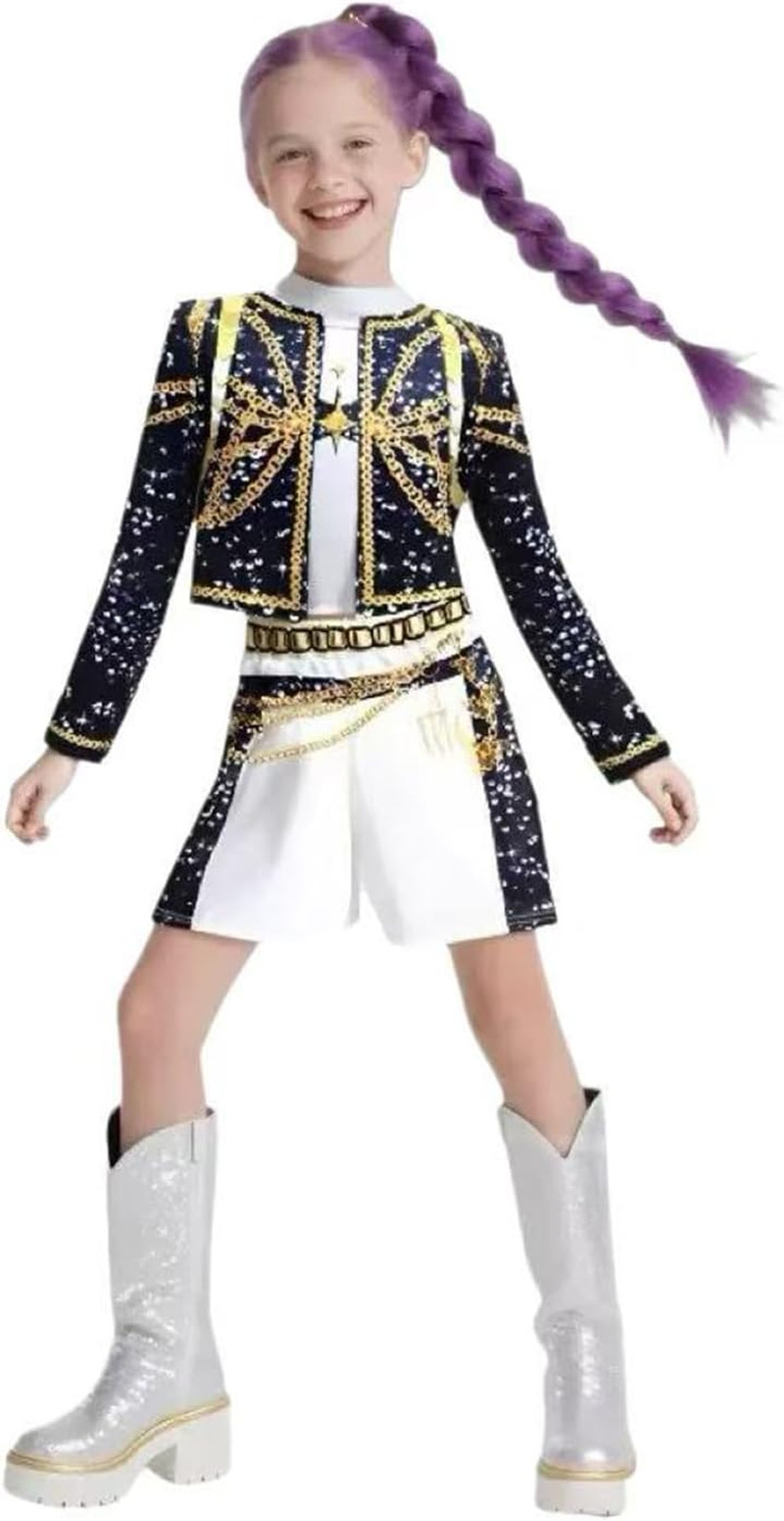 Girls Halloween Costume, Pop Idol Cosplay Costume，Black and Yellow Polyester Top