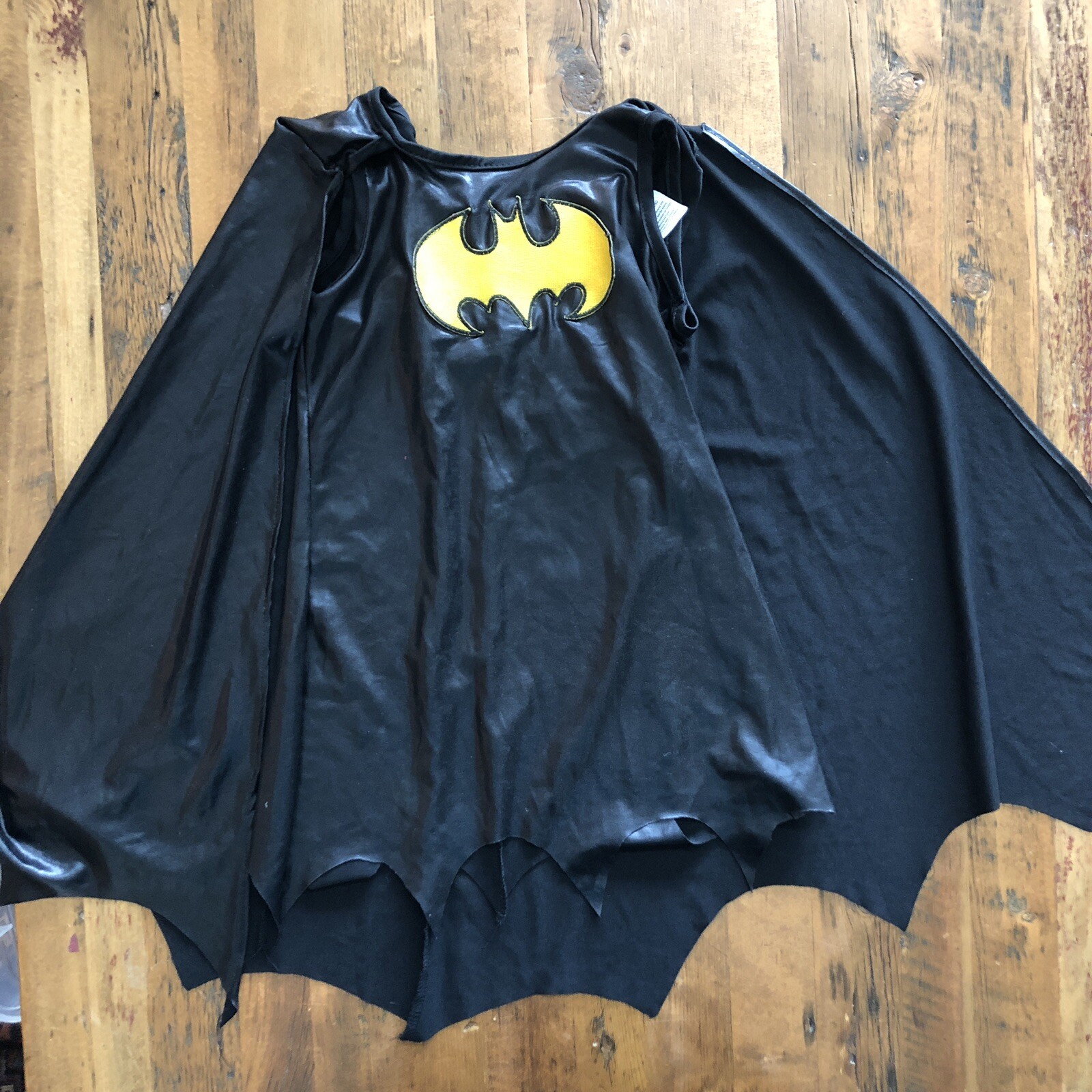 Batgirl Costume Girls Size Small (6) Black Dress & Cape 1 Piece Rubies Halloween