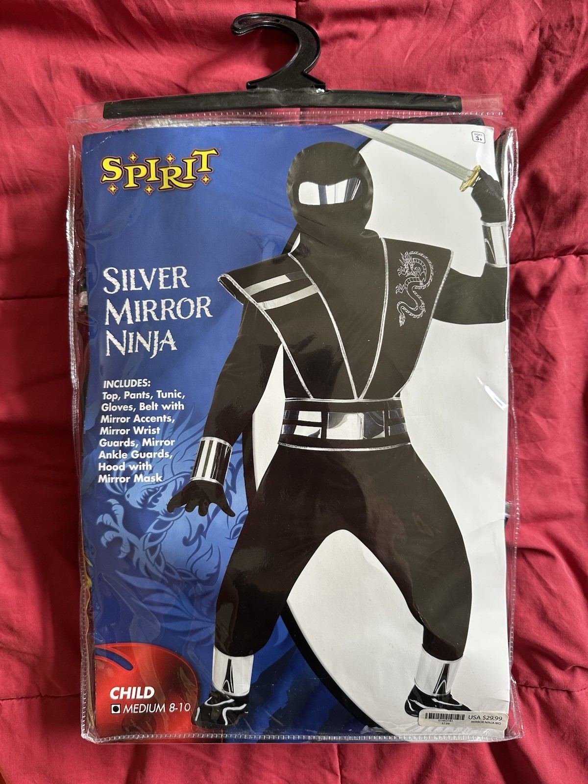 SPIRIT YOUTH CHILD SILVER MIRROR NINJA HALLOWEEN COSTUME – MEDIUM 8-10 PRE-OWNED