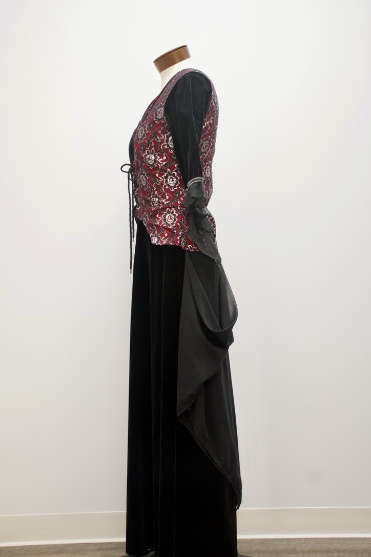 Goth/Witch Black Costume with Red Brocade