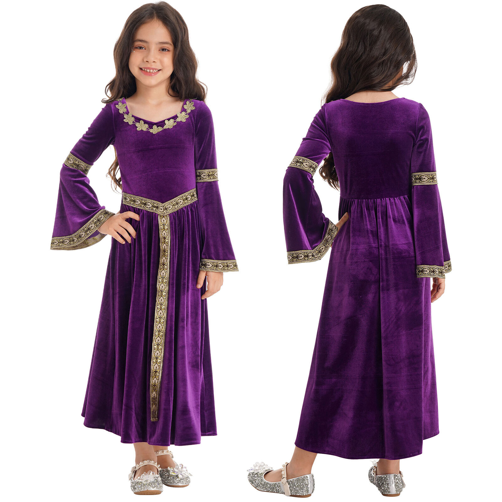 US Girls Renaissance Princess Dress Up Cosplay Medieval Princess Child Costume