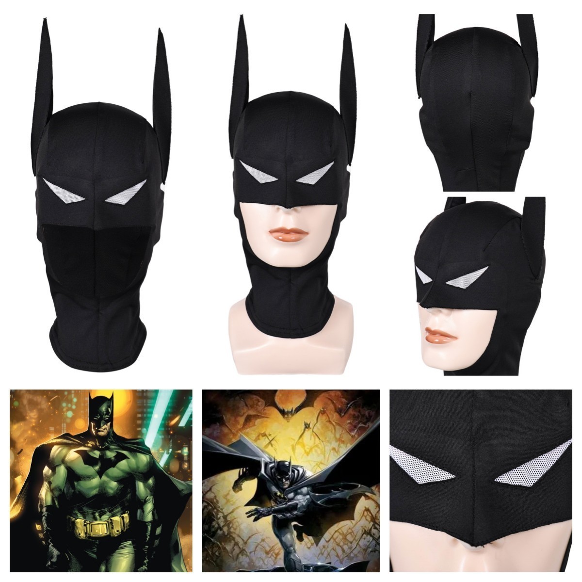 Caped Crusader Bruce Wayne Cosplay Black mask Hat Headgear Halloween party Props