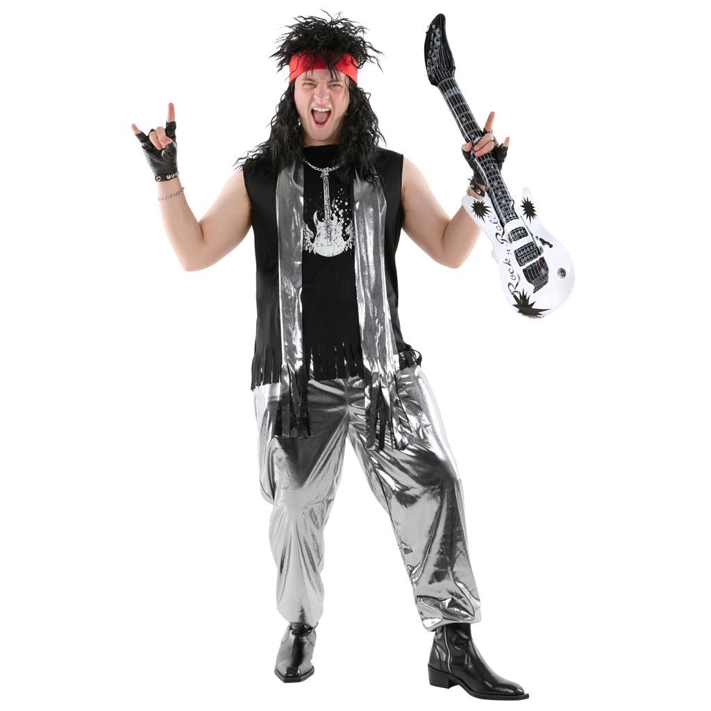 Men`s Glam Rocker Costume L XL 1970s 1980s Rock Star Rockstar Outfit Halloween