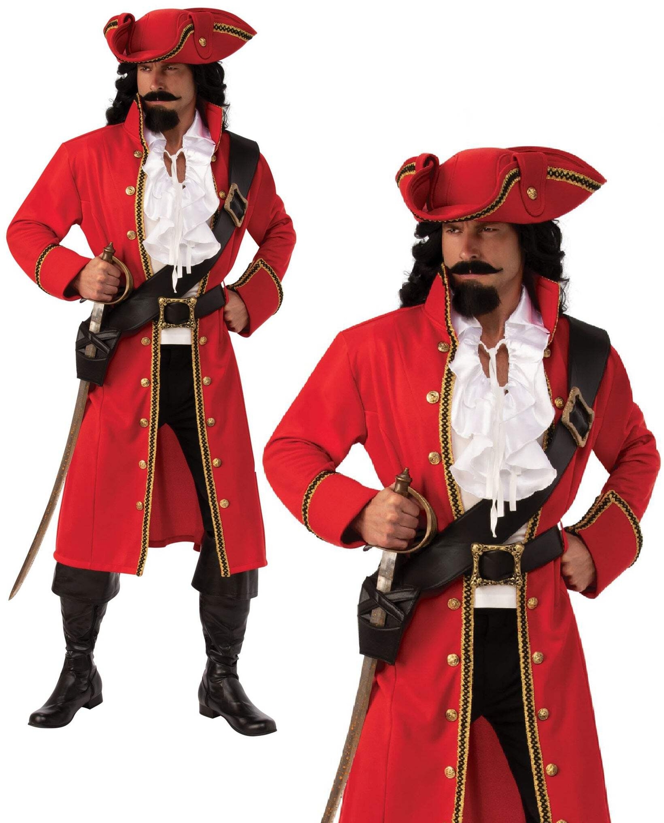 Pirate Captain Adults Fancy Dress Pirates Deluxe Outfit Sparrow Caribbean Medium