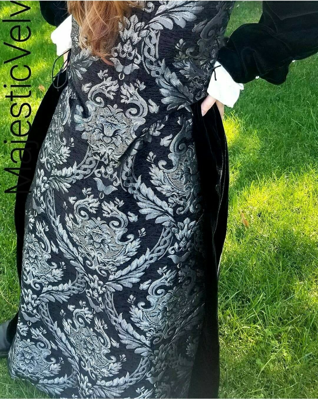 5 piece Custom Made Renaissance Brocade & Velvet Dress with chemise & hoop skirt