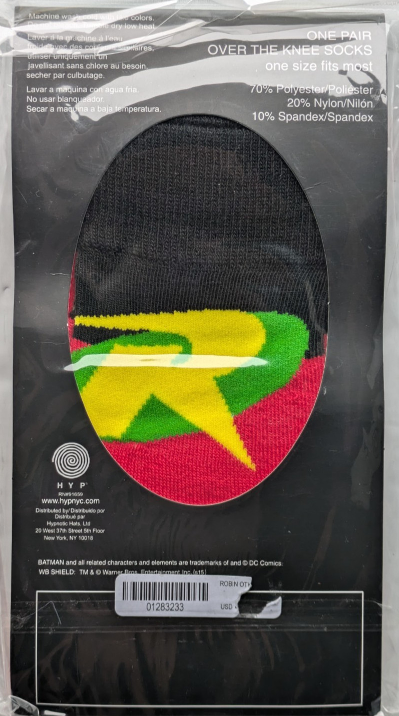 DC Comics Robin Over the Knee Socks – Batman’s Robin Costume Socks – Adult – NEW