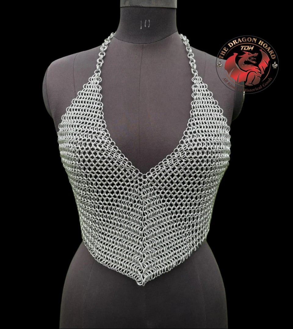 medieval aluminum chainmail fantasy bra TOP for Halloween cosplay event larp