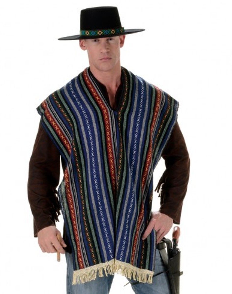 MEXICAN BANDITO ADULT MENS WESTERN COWBOYS COSTUME PONCHO SERAPE BLANET SHAWL