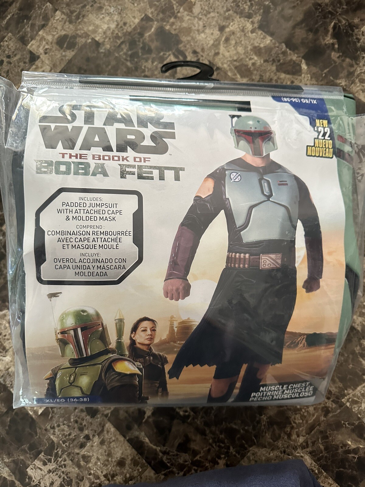 Boba Fett Adult Costume Size XL 36-38 Jazwares Star Wars Mask Cape Jumpsuit NEW