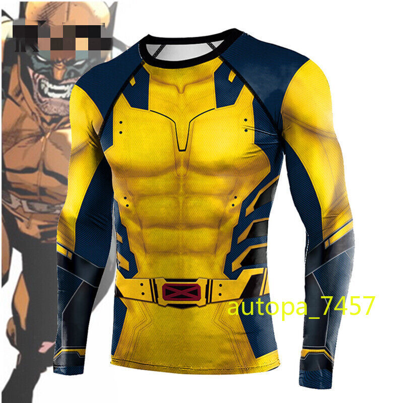 Wolverine Cosplay Men’s T-shirts Cosplay Long Short Sleeve Tops Gym Deadpool 3