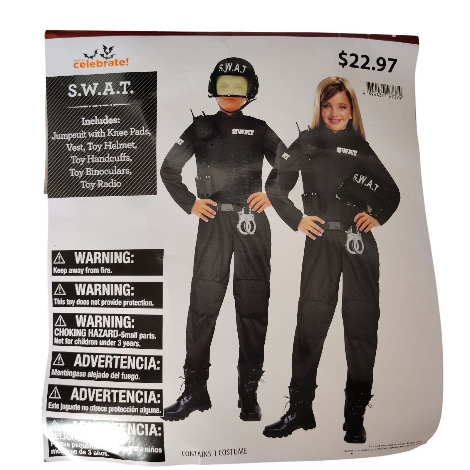 Celebrate Kids M (8) S.W.A.T. Complete Halloween Costume With Accessories