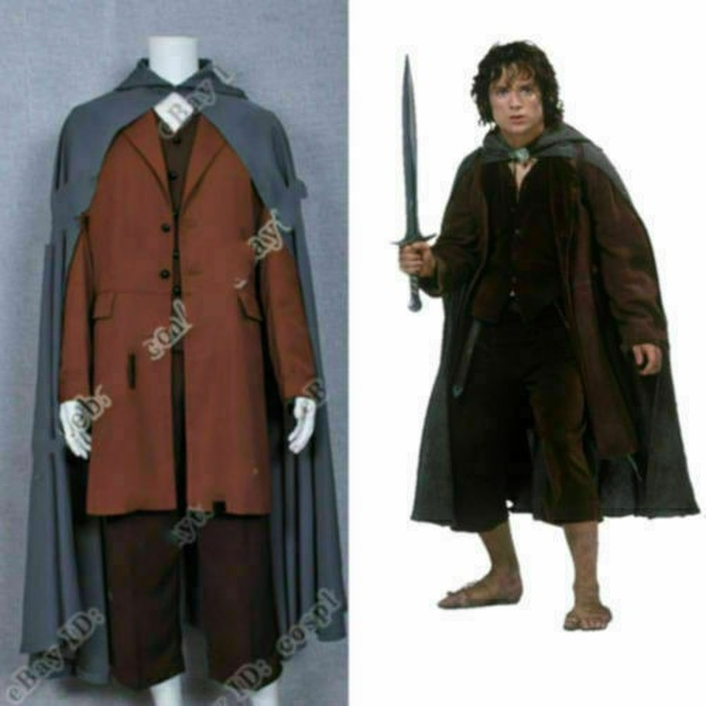 NEW@ The Lord of the Rings Frodo Baggins Cape Coat Costume Cosplay Full Set