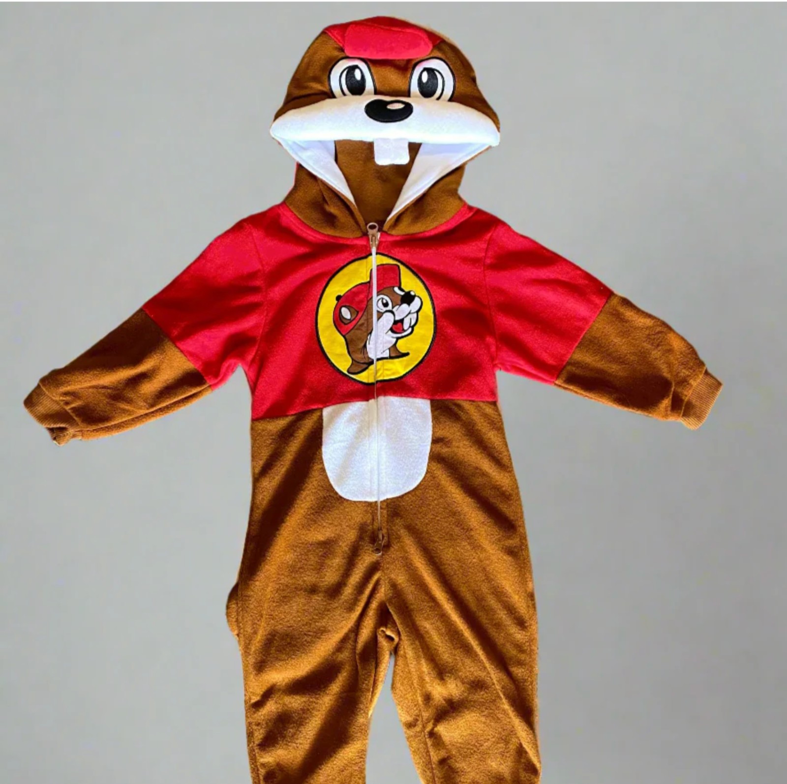Buc-ee’s Beaver Mascot Union Hooded Body Suit Size Youth M/L PJs New Tags