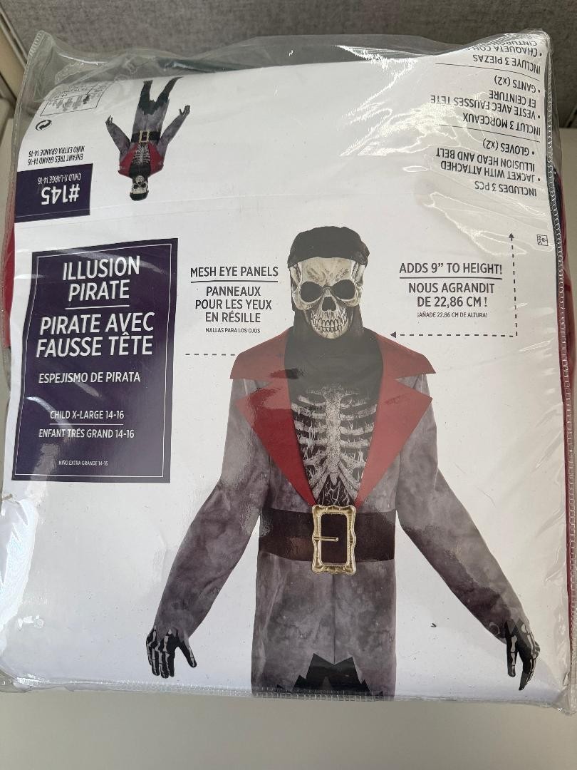 New ILLUSION PIRATE AMSCAM Halloween Costume Size CHILD XL 14-16