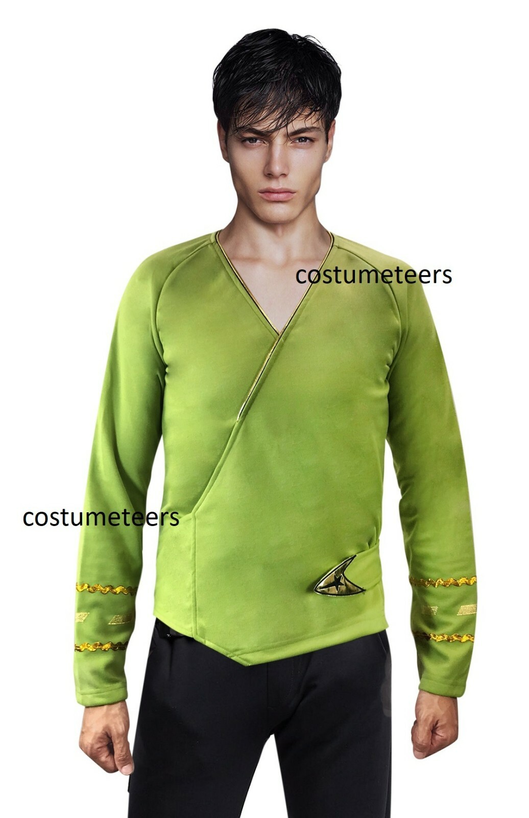 Star Trek Green Wrap Command Uniform Costume Shirt TOS The Original Series