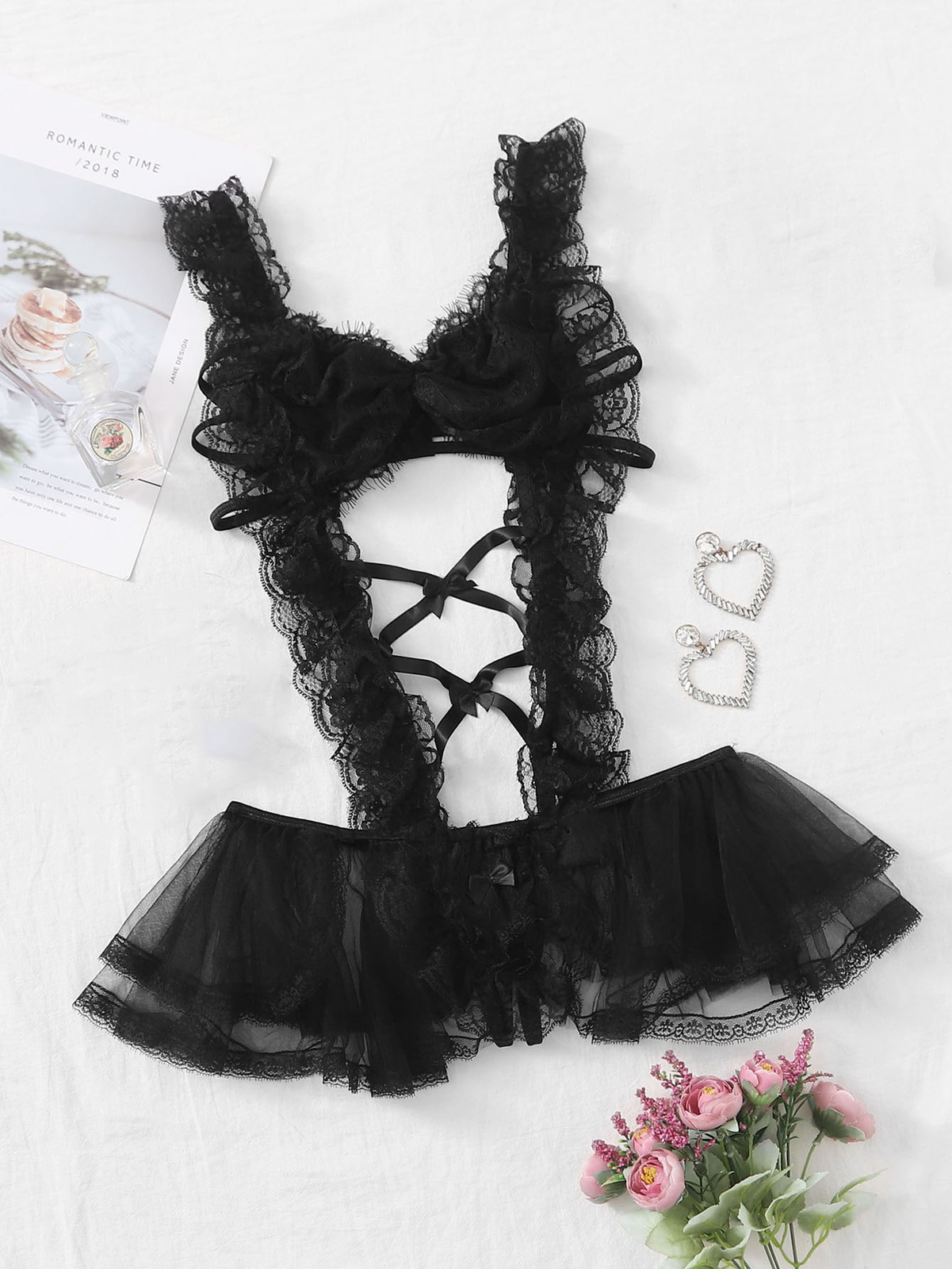 Japanese Maid Cosplay Sexy Costumes Perspective Lingerie Lace Outfit Babydoll US