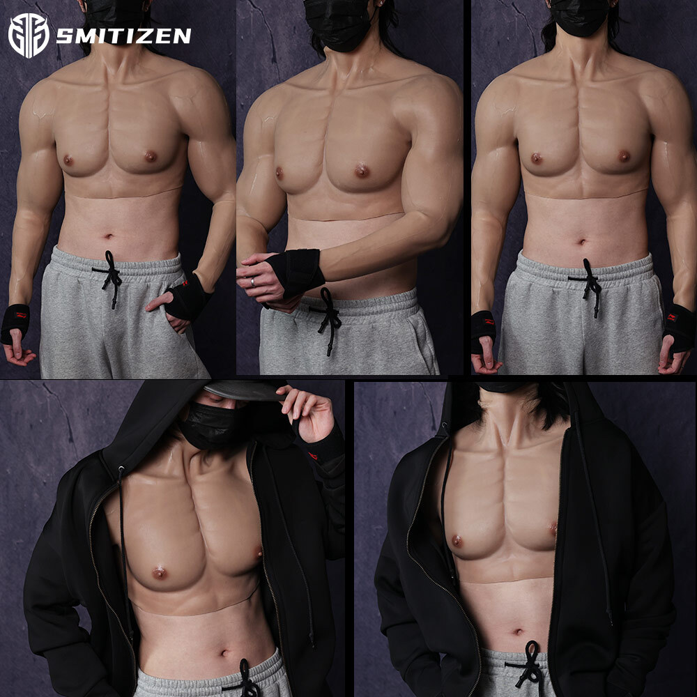 Smitizen Cosplay Costume Silicone Short Muscle Body Suit Fake Muscle Arms