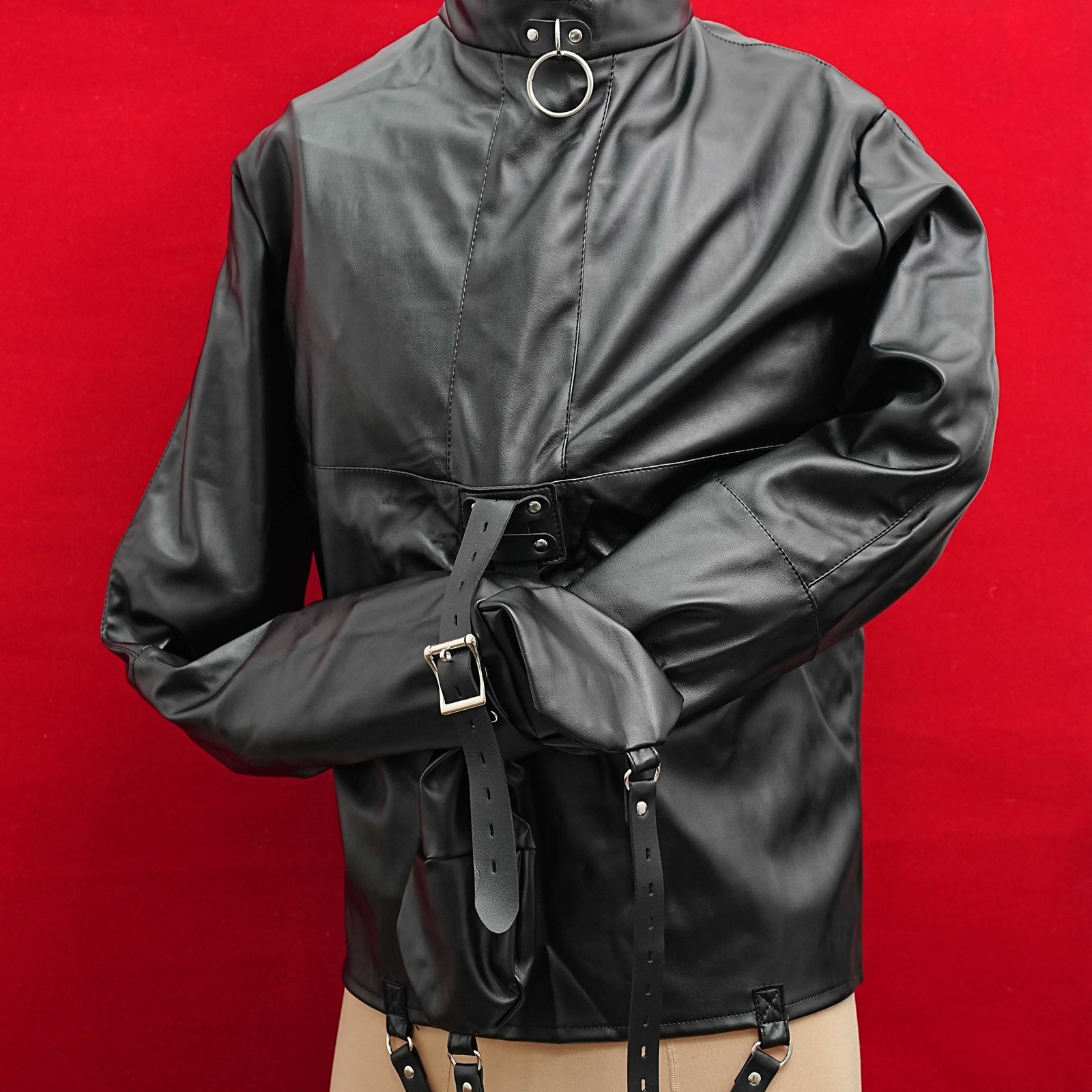 US Asylum Straitjacket Straight Jacket Costume Body Harness Armbinder Clubwear