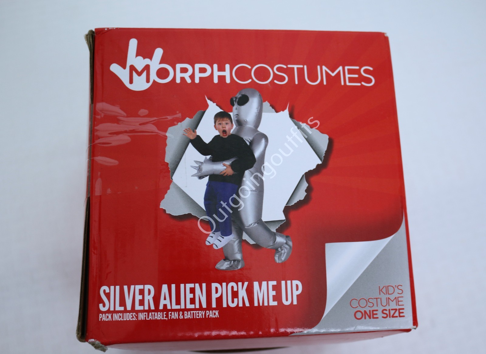 NEW Morph Silver Alien Pick Me Up Inflatable Kids Costume One Size