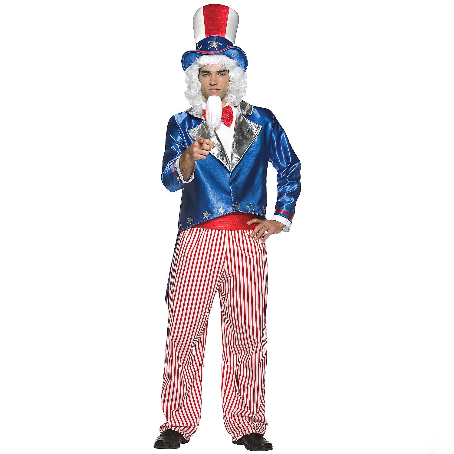 Deluxe Uncle Sam Men Patriotic 4th July Independence Holiday Costume + Hat/Beard