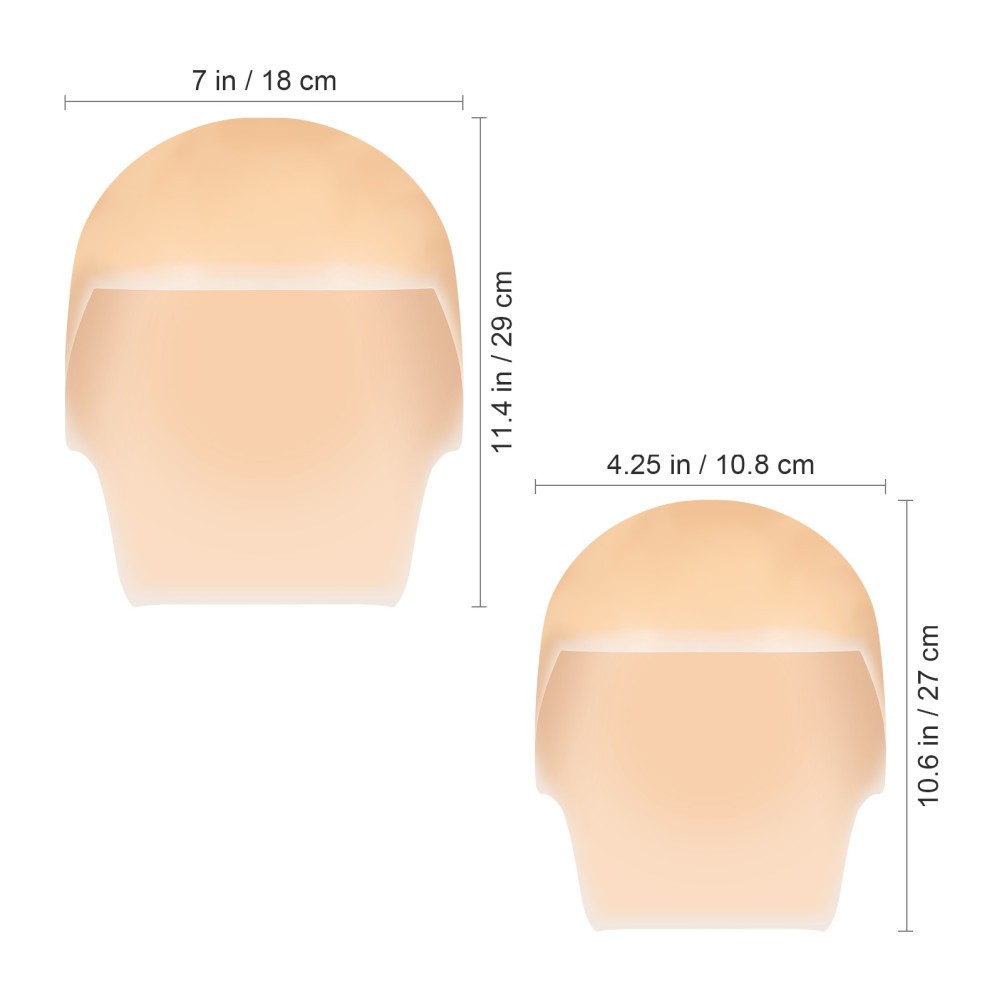 2Pcs Durable Latex Bald Caps for Adults Cosplay Beige Makeup Wig Hats
