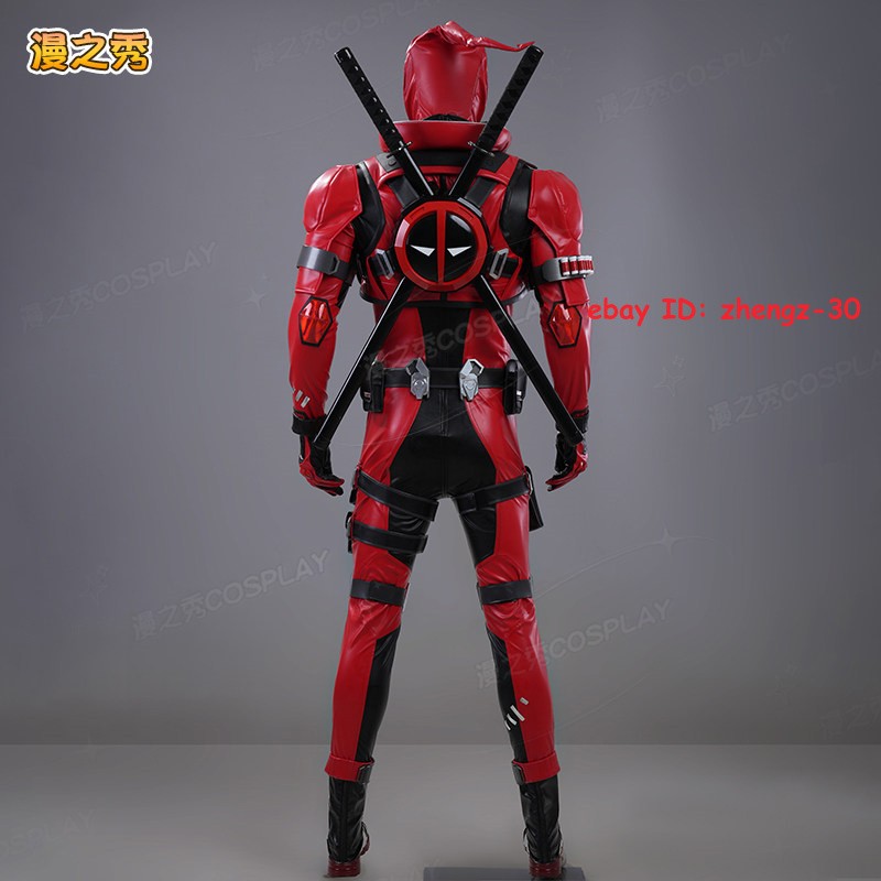 Marvel Rivals Deadpool Jumpsuit Full Set Cosplay Costume Halloween Helmet Shoe